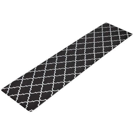 Non-Slip PVC Kitchen Floor Runner 45 x 180 cm, Waterproof Rug, Black Moroccan Trellis