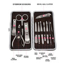12-Piece Manicure Pedicure Kit, Professional Nail Clipper Grooming Set, Brown Croc Case