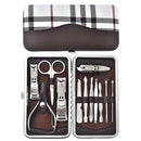 12-Piece Manicure Pedicure Kit, Professional Nail Clipper Grooming Set, White Plaid Case