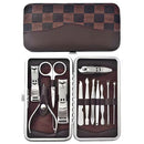 12-Piece Manicure Pedicure Kit, Professional Nail Clipper Grooming Set, Brown Checkered Case