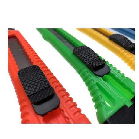 4 Pack Retractable Box Cutter Knives, 10.8 mm Utility Razor Blades for Cartons and Crafts