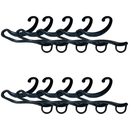 10 Pack Plastic Sock Hangers with Front Hooks, Retail Display Hanging Clips, Black