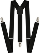 Men's Elastic Suspenders with Strong Clip-On Braces, Adjustable Slim Formal Style, Black