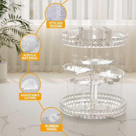 Rotating Acrylic Makeup Organizer, Cosmetic Storage Display Holder