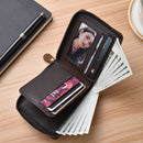 Men's Leather Wallet with Zipper and Horse Embossed Design, Multi-Card Bifold Wallet, Brown