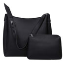 2-Piece Women's Bucket Bag Set, Vintage Shoulder Tote and Crossbody Handbag, Black