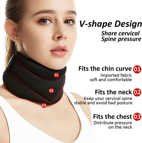 Adjustable Neck Brace with V-Shape Design, Cervical Spine Support for Posture and Pain Relief