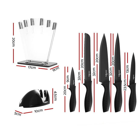 7-Piece Kitchen Knife Set with Sharpener, Stainless Steel Non-Stick Blades