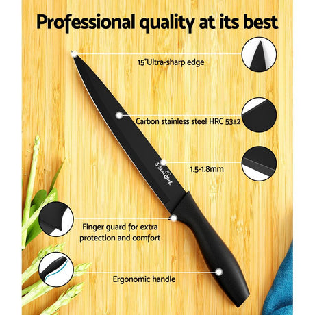 7-Piece Kitchen Knife Set with Sharpener, Stainless Steel Non-Stick Blades