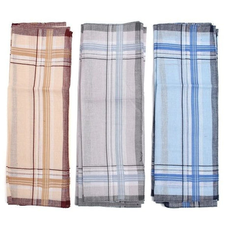 12 Pack Men's Cotton Handkerchiefs, 35 x 35 cm Pocket Square Hankies