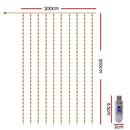 30 m Curtain String Lights, 300 LED Christmas Fairy Lights, Warm White