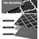 Non-Slip PVC Kitchen Floor Runner 50 x 160 cm, Waterproof Rug, Black Moroccan Trellis