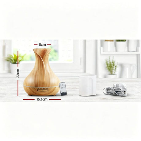 Light Wood Aroma Diffuser 400 ml, Ultrasonic Aromatherapy Humidifier