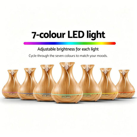 Light Wood Aroma Diffuser 400 ml, Ultrasonic Aromatherapy Humidifier