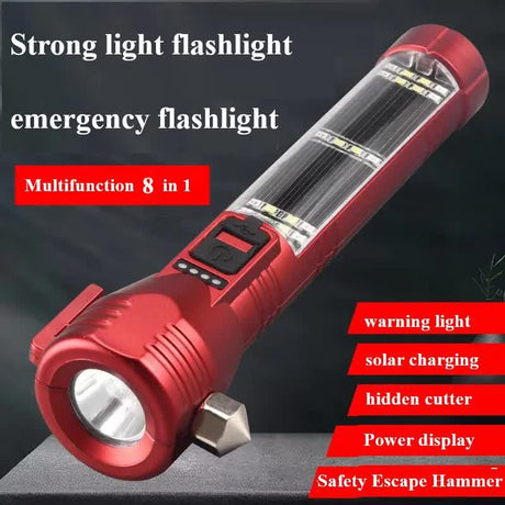 Rechargeable Safety Flashlight, Waterproof Emergency Torch with USB Charging, High-Lumen, Red