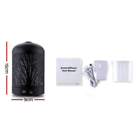 Black Aroma Diffuser 160 ml, Ultrasonic Aromatherapy Humidifier