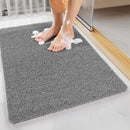 Quick-Dry Non-Slip Bathroom Mat 40 x 60 cm, Soft Loofah-Style Shower Rug, Gray
