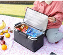 18L Insulated Picnic Basket with Aluminum Frame, Collapsible Cooler Bag, Yellow Plaid, 40 x 20 x 23 cm