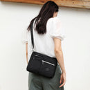 Lightweight Nylon Crossbody Shoulder Bag with Multi Pockets and Adjustable Strap, Light Blue