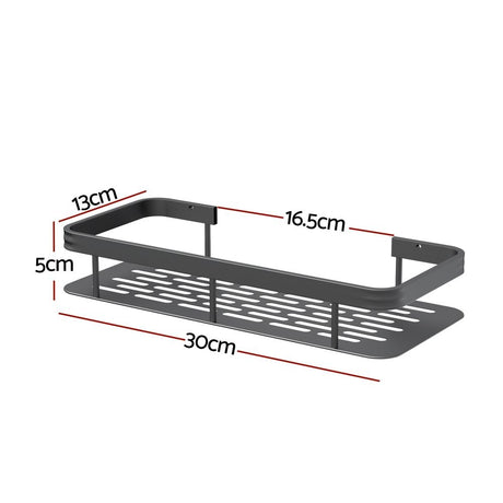2 Pack Bathroom Wall Shelf Storage Racks, 30 x 13 x 5 cm, Black
