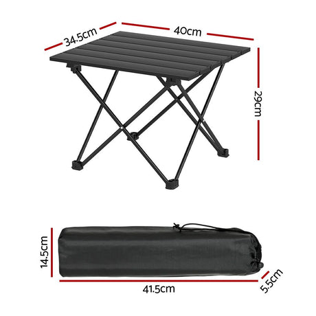 Folding Camping Table 40 cm, Roll-Up Aluminum Picnic BBQ Outdoor Table