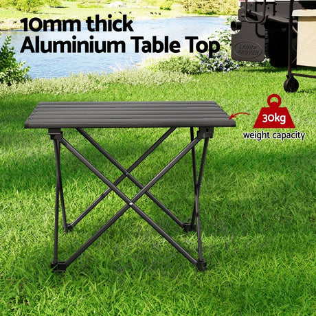 Folding Camping Table 40 cm, Roll-Up Aluminum Picnic BBQ Outdoor Table