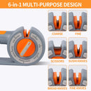 6-in-1 Rotary Knife Sharpener, Adjustable Multi-Function Sharpener for Kitchen Knives and Scissors, Gray