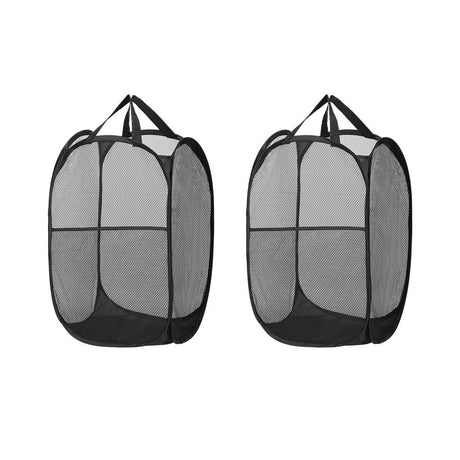 2 Pack Foldable Laundry Basket Hampers, Black