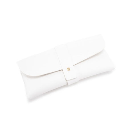 White PU Leather Eyeglass Case, Soft Protective Pouch for Sunglasses and Reading Glasses