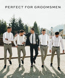 Men's Elastic Suspenders with Strong Clip-On Braces, Adjustable Slim Formal Style, White