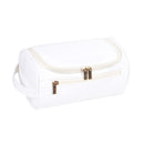Large PU Leather Travel Toiletry Bag, Waterproof Portable Makeup Organizer, White