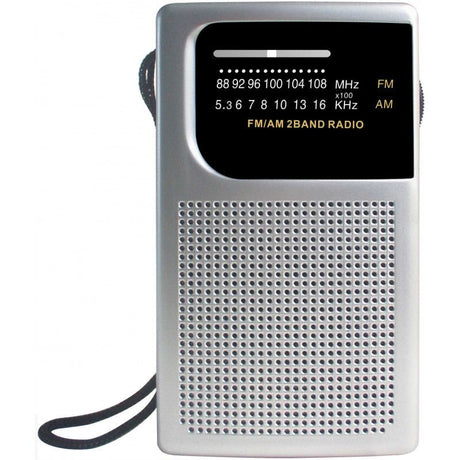 AM/FM Pocket Radio with Built-In Speaker and Earphone Socket