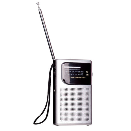 AM/FM Pocket Radio with Built-In Speaker and Earphone Socket
