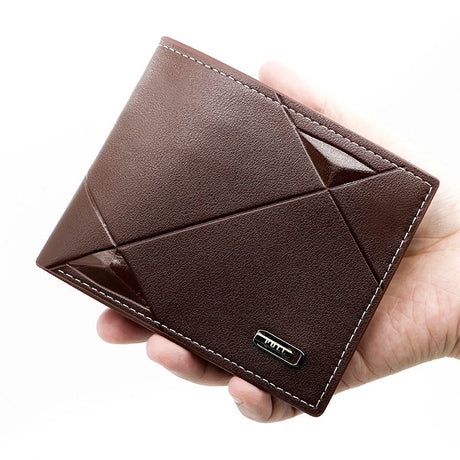 Men's PU Leather Bifold Wallet with Zipper Coin Pocket, Card Slots and ID Window, Dark Brown