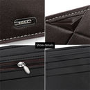 Men's PU Leather Bifold Wallet with Zipper Coin Pocket, Card Slots and ID Window, Dark Brown