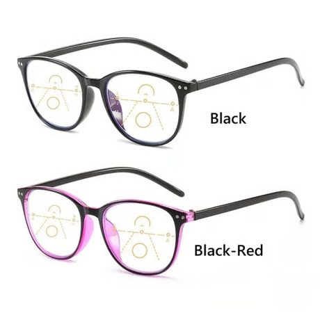 Progressive Multifocal Reading Glasses Blue Light Blocking Computer Glasses Black-Red Strength 4.0