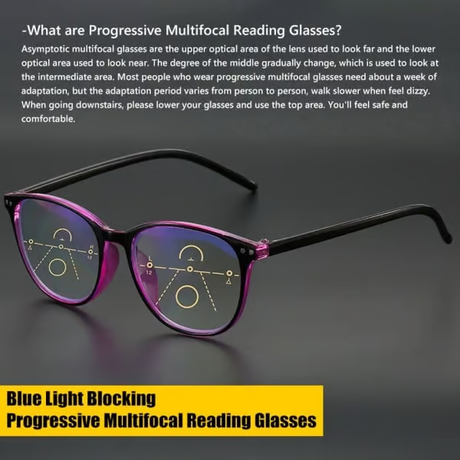 Progressive Multifocal Reading Glasses Blue Light Blocking Computer Glasses Black-Red Strength 4.0