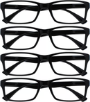 Black Reading Glasses 4-pack Value Designer Style Men Women(+1.00)