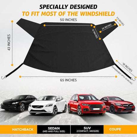 600D Snow Fropcs car trunk windshield cover 65x43in  windproof Fropcs Protection compatible with Cars  & SUVs& Trucks