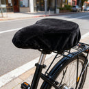 Bicycle Saddle Cover Fleece Seat Cushion Black, 21-27 cm