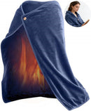 USB Rechargeable Heated Blanket Soft Flannel Blue, 100 x 70 cm