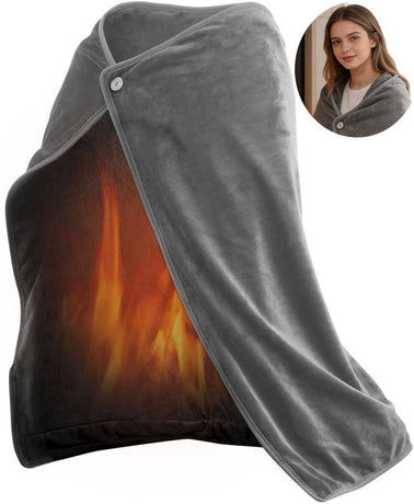 USB Rechargeable Heated Blanket Soft Flannel Grey, 100 x 70 cm