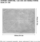 USB Rechargeable Heated Blanket Soft Flannel Grey, 100 x 70 cm