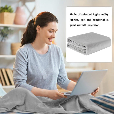 USB Rechargeable Heated Blanket Soft Flannel Grey, 100 x 70 cm
