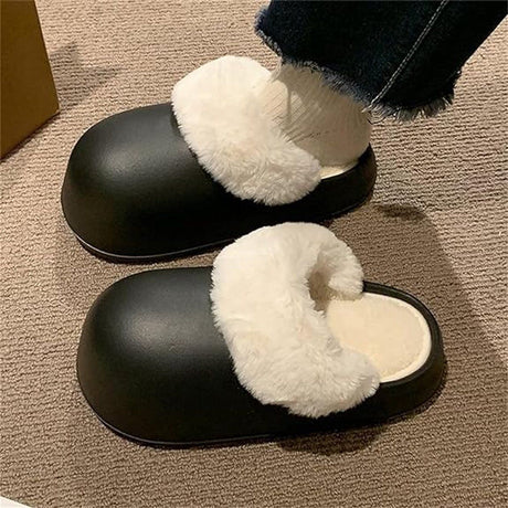 Womens Winter Slippers Waterproof Removable Lining Black, Size 36-37, 23 cm
