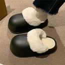Womens Winter Slippers Waterproof Removable Lining Black, Size 38-39, 24 cm