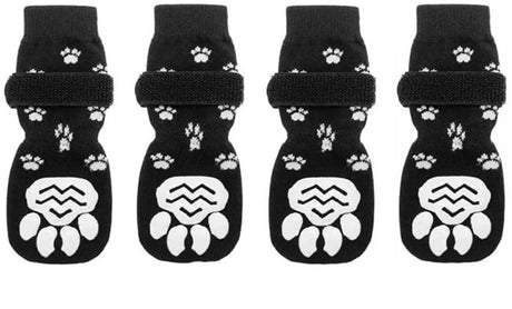 4 Piece Dog Grip Socks Non Slip Adjustable Paw Protection Winter, Size L, 7 x 18.5 cm