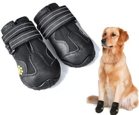 Dog Shoes Adjustable Paw Protectors Black, 7.5 x 6.5 cm