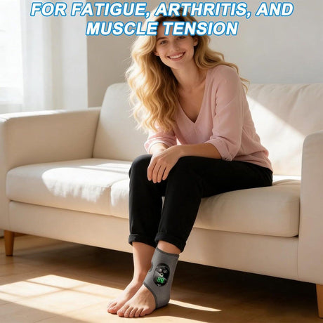 Foot Massager with Heat and Vibration Cordless Rechargeable Compression Wrap Grey