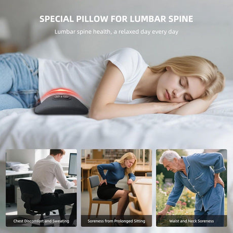 Lumbar Cushion 3 in 1 Massage and Heating Support USB Dark Gray